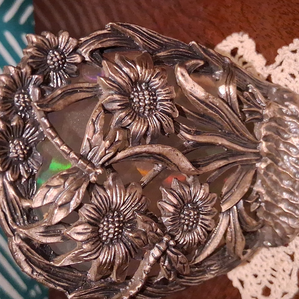 Floral Silver Decorative Candle Holder - Picture 3 of 3